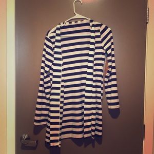 Striped cardigan with elbow patches